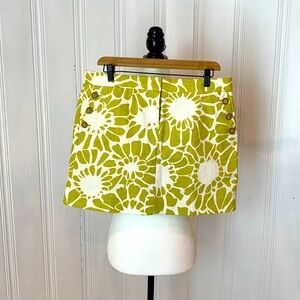 J.CREW anis green and large white flower pattern skirt 9.2
